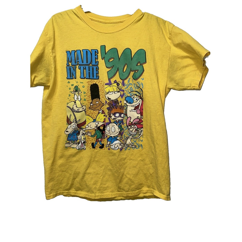 Nickelodeon Graphic Shirt Adult Size Large Yellow Made In The 90s Vintage Shirt